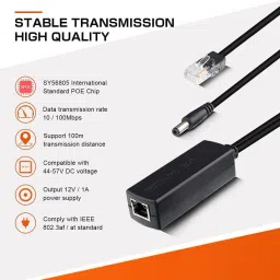 BKC Active PoE Splitter Adapter 48V to 12V – IEEE 802.3af, 10/100Mbps Lan Adapter image 4