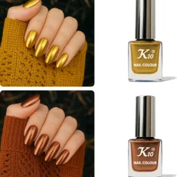 MetallicNail Polish Combo Multicolor (12ML Each) Golden,Coffee-image-33