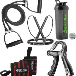 5-in-1 Home Workout Kit Hand Grip, Rope, Shaker, Wrist Band & Resistance Tube Fitness Accessory Kit Kit-image-57