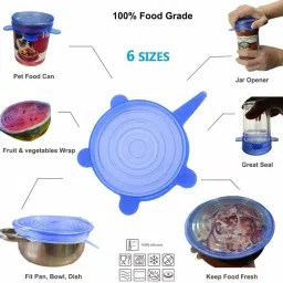 Silicone Stretch Lids reuseable Flexible Covers for Rectangle, Round 10 inch Lid Set-13