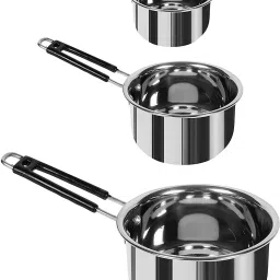 Stainless Steel Serving Bowl Stainless Steel Sauce Pan MILK PAN/TEA PAN 3 pcs COMBO SET Capacity:-1,1.5, 2 L-image-32