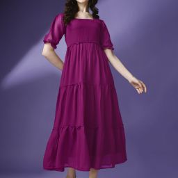 Women Fit and Flare Purple Ankle Length Dress-image-57