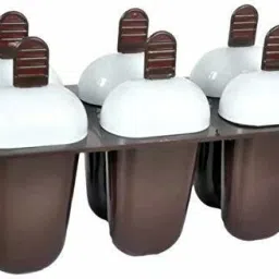 Reusable Popsicle ice Candy Mould Tray with Sticks, Candy Maker, Candy ice Stick Trays, Candy ice Cream, Candy Box,Kulfi Maker Mould(6 Mould) Brown, White Plastic Ice Cube Tray-image-11