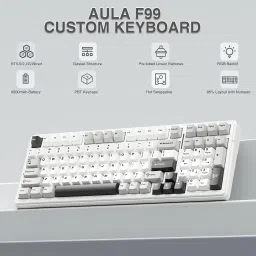 Aula F99 Tri-Mode Hot Swappable, Gasket Structure, Pre-lubed Linear Switches Bluetooth, Wired USB, Wireless Standard Gaming Keyboard Compatible with Desktop, Laptop, Tablet, iPad, Mac image 3