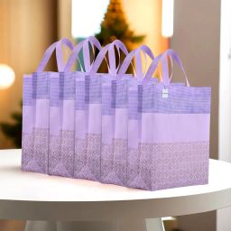 Non-Woven Half-Print Shopping Bags for Grocery|Pack of 5|Large|Purple Pack of 5 Grocery Bags-image-7