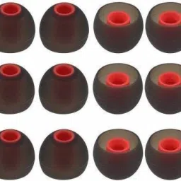 dhriyag 12 Pcs (6 Pair ) Red color-Silicone Rubber Round Earbuds Tips, Eartips, Earpads, Earplugs, for Replacement in Earphones and Bluetooth In The Ear Headphone Cushion-image-15