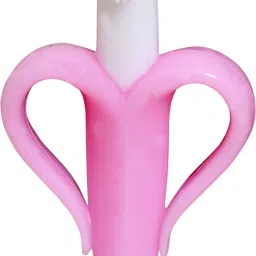 Single Silicone Banana Shaped Teething Toothbrush/Teether for Baby/Toddlers/Infants/Children (Pink, Pack of 1) Teether-picture-5