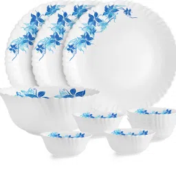 Pack of 10 Opalware Dazzle Series Blue Swirl Crockery Set | Dishwasher Safe | Light-Weight Dinner Set-12