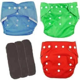 washable & Reusable Cloth Diaper, Adjustable Infants Nappy with Insert- (0-11 Months, Pad Included) - Pack/Combo of (3 Cloth Diaper + 3 grey Insert)-image-13