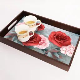 Rose Design Tray For coffee tray Serving tray / Size 15x9.75x1.85 inch Tray-22
