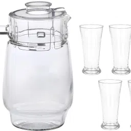 Versatile Transparent Jug & 4 Glass Set for Beverage Serving -D2 Jug Glass Set-34