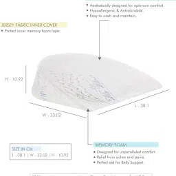 the white willow C-Shaped Wedge Pregnancy Memory Foam Solid Pregnancy Pillow Pack of 1 image 3