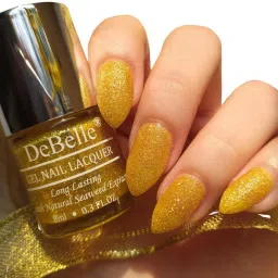 Gel Nail Lacquer (Lime Yellow with Gold Glitter ; Sugar Finish) Pegasus-image-26