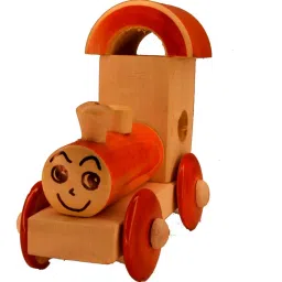 Handcrafted Wooden Toy Train Engine (Orange)-35
