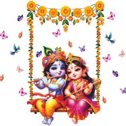 51 cm Radha Krishna Swing Self Adhesive Sticker-image-95