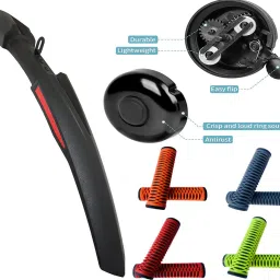 nsv Bicycle Front & Rear Metal Fitting Mudguard With Cycle Handlebar Grip & Bell Full Length Front & Rear Fender image 3