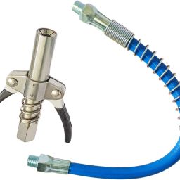Grease Gun Coupler Lock Nozzle 1/8" NPT 10000PSI with Hose Pipe Manual Dispenser-image-49