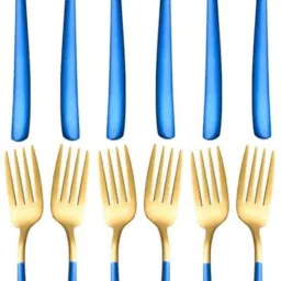 Gold Dinner Fork 12 Pieces, 308 Stainless SteelForks Spoon with Colorful Handle Stainless Steel Dinner Fork Set-13