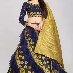 Floral Print Semi Stitched Lehenga Choli-image-91