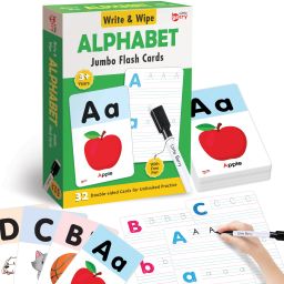 ALPHABET Write & Wipe Jumbo Flash Cards (With Marker Pen) for Kids 2+ Years-23