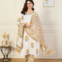 Printed Kurta, Trouser/Pant & Dupatta Set-image-1