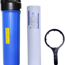 20 Inch Jumbo Pre Filter Housing Bowl With Jumbo Spun (4.5 Inch OD), Spanner Key (1 Inch Inlet) For Commercial Water Purifier (Blue) Solid Filter Cartridge-24