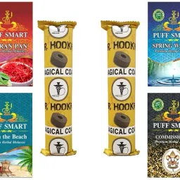 Zafran Pan, Spring Water, Ex on the Beach, Commissioner With 2 Polo Quick Light Charcoal (20 disk) Hookah Charcoals-image-69