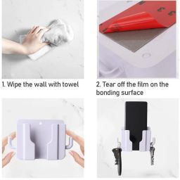 M/S DSNS Wall Stand For Mobile Charging | AC TV Remote Wall Mount Holder 5 Piece White Mobile Holder image 4
