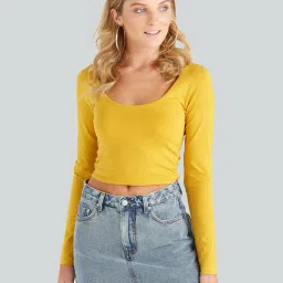 Casual Regular Sleeves Solid Women Yellow Top-image-28