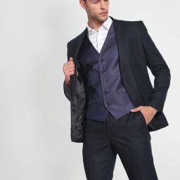 Men Reversible Waistcoat Self Design Three Piece Suit Self Design Suit-image-34