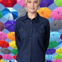 Women Regular Fit Self Design Button Down Collar Casual Shirt-image-84