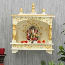 d'dass White Sheesham Wood Wall Mounted Mandir Without Door-picture-36