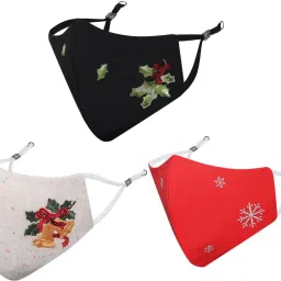 Anti-Pollution, Anti-Bacterial (BFE>99%) 4 Layer Embroidered, Designer, Fashionable & Protective Cotton Cloth Face Mask for Women, Girls with Size Adjustable Ear Loops Winter_Combo_03 Reusable, Washable Cloth Mask-14