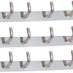 L Shape 8 Pin Hook Stainless Steel Bathroom Cloth Hooks / Hanger / Key Holder / Door Wall Robe Hooks Rail for Hanging Keys, Clothes, Towel Hook Rail Stainless Steel Steel Dress Pack of 3 Hangers ForDress-2
