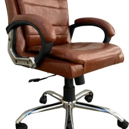 UROBIN REVOLVING WHEELS BOSS CHAIR (MIDDLE BACK) Leatherette Office Adjustable Arm Chair-image-42