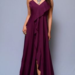 Women Fit and Flare Purple Maxi/Full Length Dress-image-42