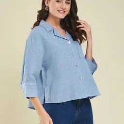 j turritopsis Women Boxy Fit Solid Casual Shirt-picture-16
