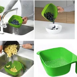 swapcarttt Over-Sink Colander Bowl with Handles, Plastic Strainer for Vegetables and Fruits Collapsible Colander-picture-10