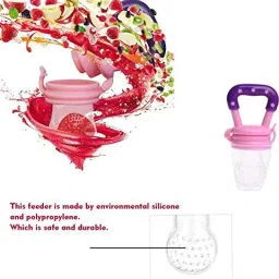 madafiya Food and Fruit Nibbler/Feeder with Extra Silicone Mesh. (Multicolour) Teether and Feeder image 2