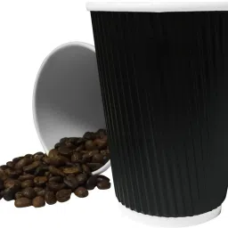 Pack of 25 Paper Biodis Ripple Paper Disposable Coffee Tea Cup 250 ml Pack of 25 Piece Black-18