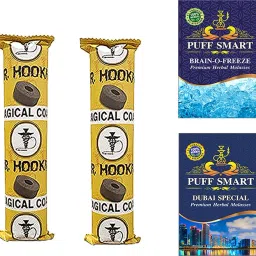 Premium Herbal Flavor Brain-O-Freeze & Dubai Special With 2 Polo Magic Coal Hookah Charcoals-image-20