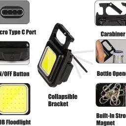 gvj traders Multifunction Keychain Led Light with Bottle Opener, Magnetic Base and LED Front Light image 3