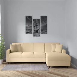 woodsworth from pepperfry Alba Fabric LHS Sectional Sofa (3 + Lounger) in Beige Colour-picture-22
