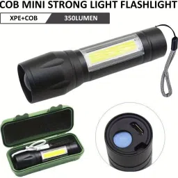 red-sunset Mini Rechargeable Battery Led 2in1 Flashlight USB Zoomable Powerful Camping 2 hrs Torch Emergency Light image 2
