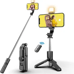 Growtechnohub R1S 3-in-1 Bluetooth Selfie Sticks with Flash, Detachable Wireless Remote G39 Tripod, Tripod Kit, Monopod Kit-3