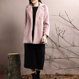 Faux Fur Solid Coat For Women-image-92