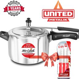 By United Cooker with Knife Set ISI 5 L Pressure Cooker-image-37