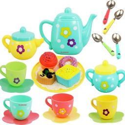 tea set tea party pretend playset for kids, teapot play set pretend play set girls kitchen toy teapot gift for toddler kids children boys girls 3 years old-81