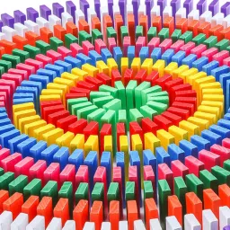 Wooden Rainbow Domino Building Blocks Toys For Children Dominoes Games Early Educational Toy ( 600 Piece )-19