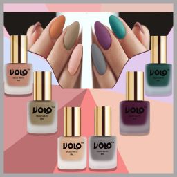 Velvet Dull Matte Posh Shades Party Girl Range Nail Polish Sets Combo-No-23 Light Wine, Sand Nude, Light Peach, Dark Green, Nude, Grey-27